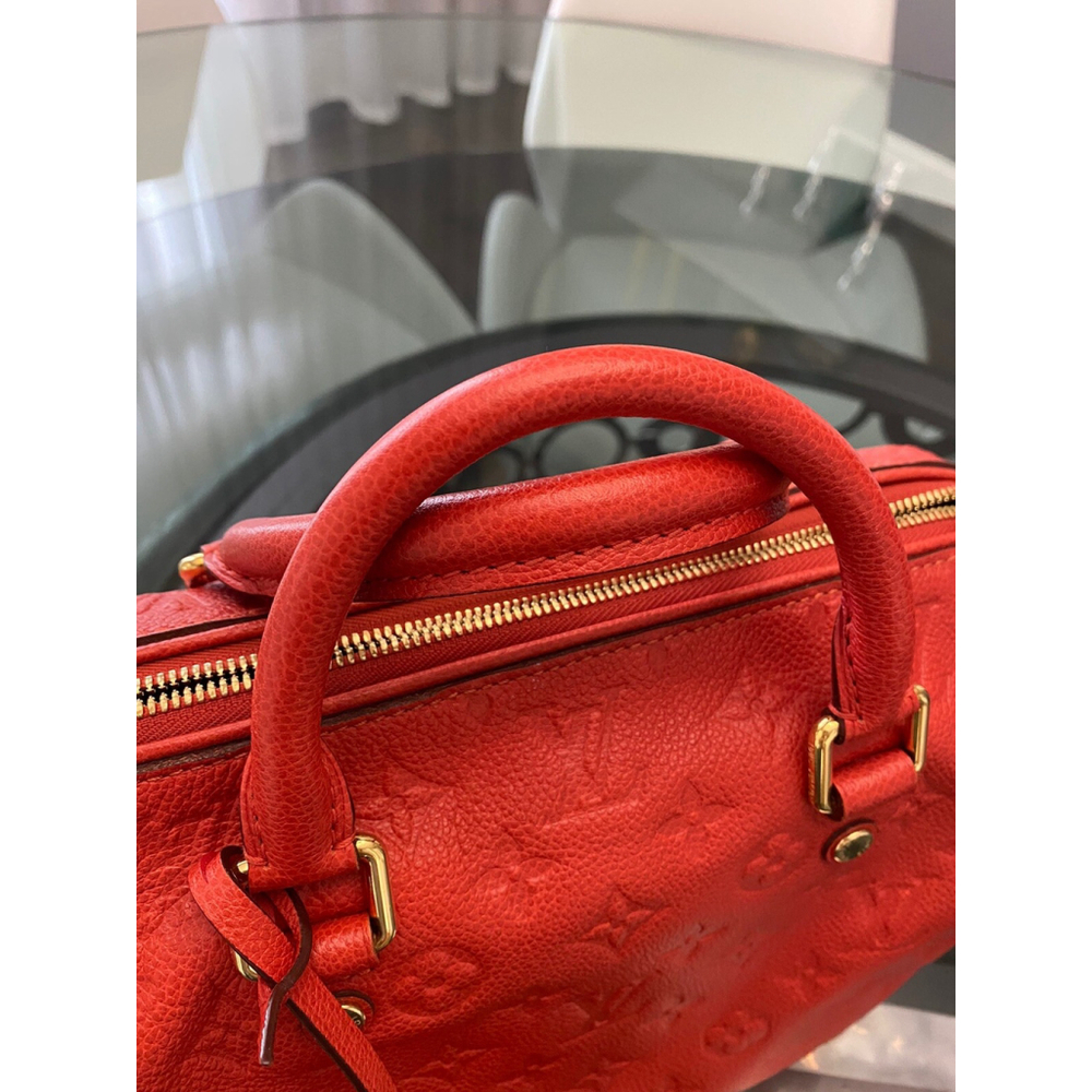 LOUIS VUITTON MONOGRAM EMPREINTE SPEEDY 25 BANDOULIERE RED AUTHENTIC - Picture 11 of 15